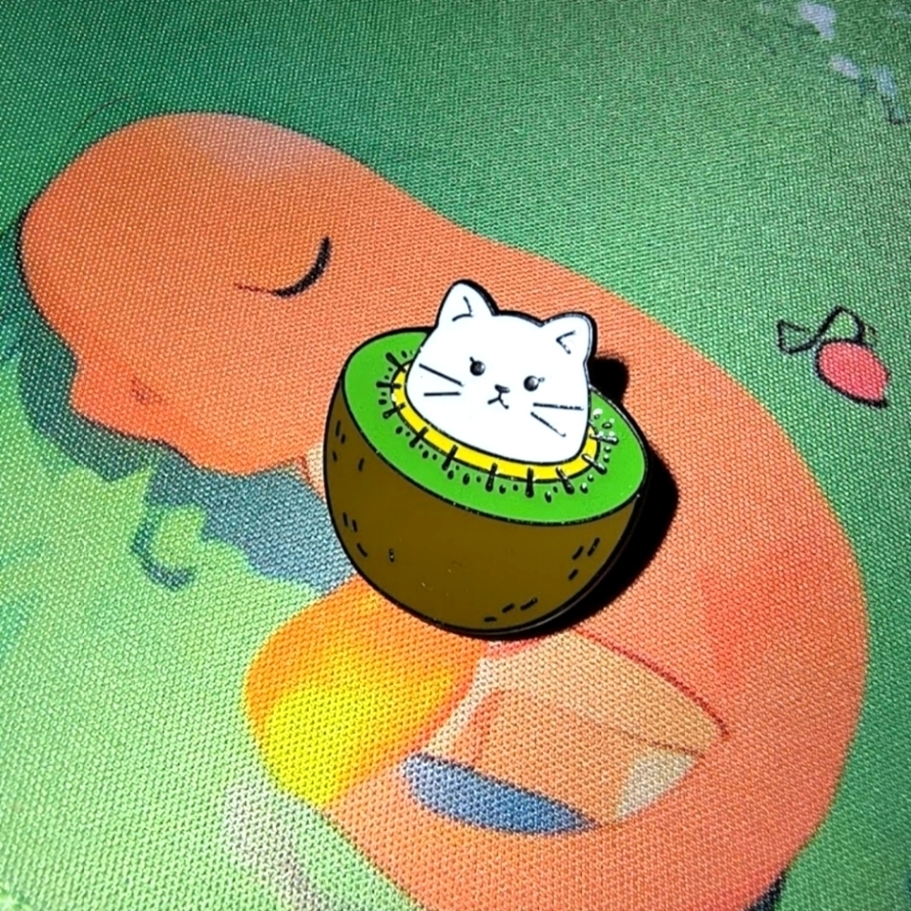 Cute Cat Kiwi Enamel Pin